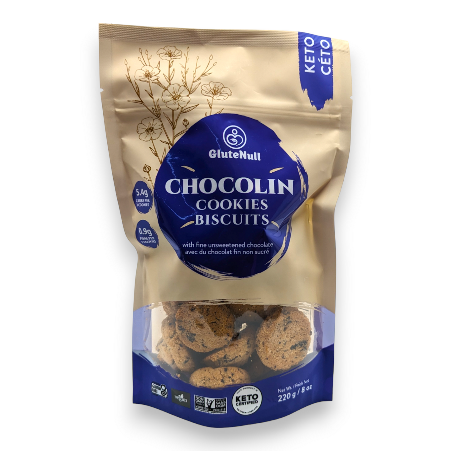 Biscuits de Chocolin avec du Chocolat Fin Non-Sucré - GluteNull