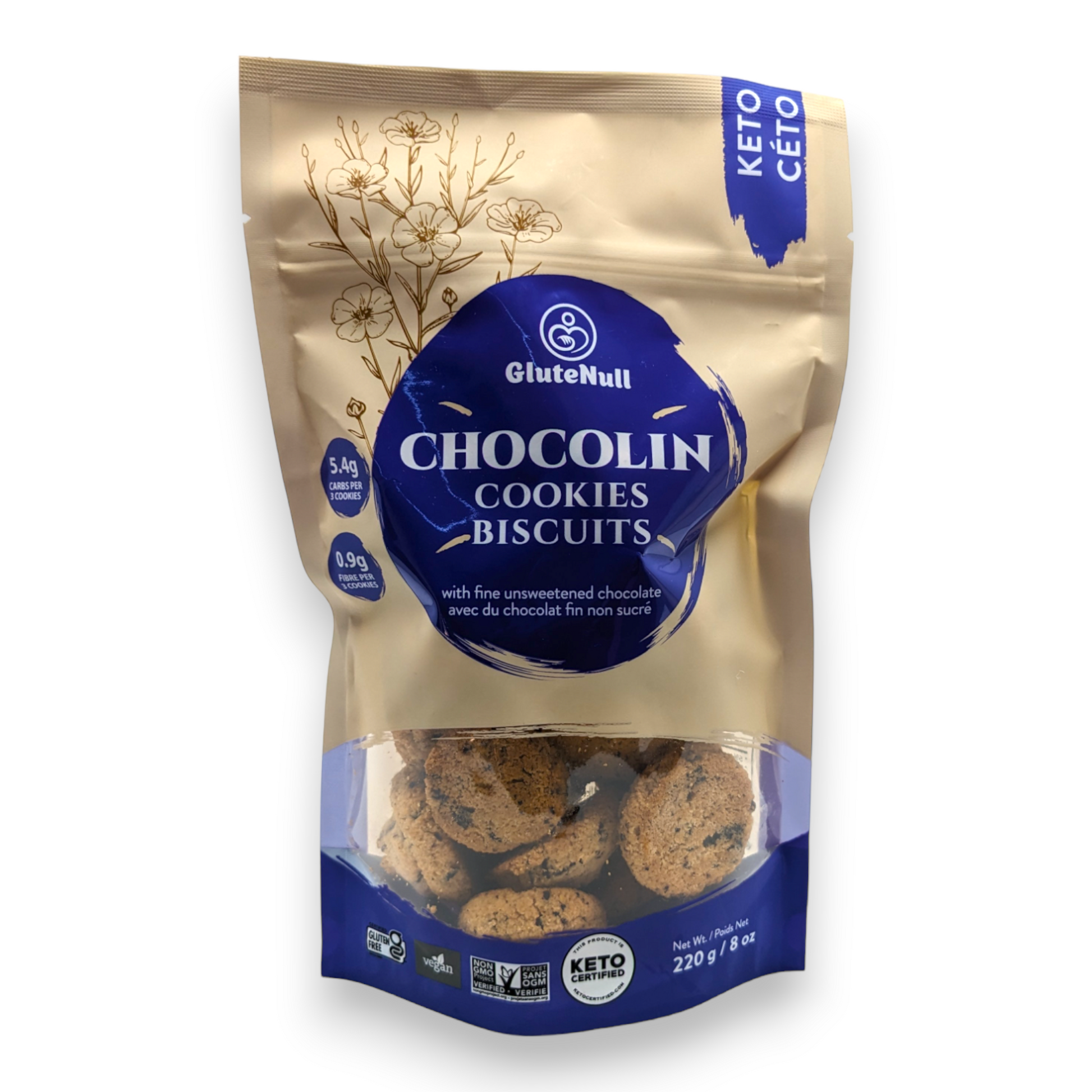 Biscuits de Chocolin avec du Chocolat Fin Non-Sucré - GluteNull