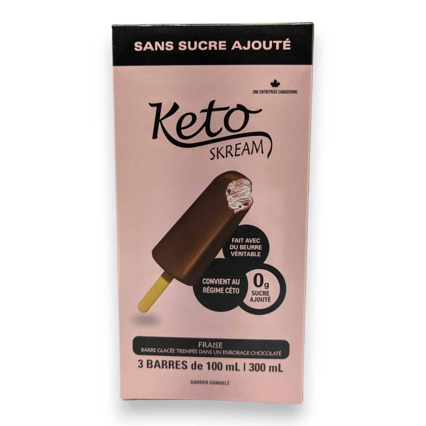 Barre Glacée Trempée dans un Enrobage Chocolaté Saveur Fraise - Keto Skream
