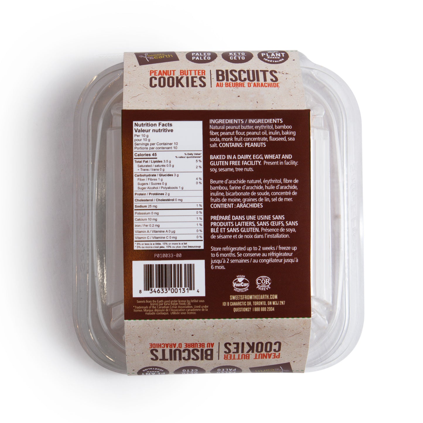 Sweets From The Earth Keto Peanut Butter biscuits sans sucre, 100g