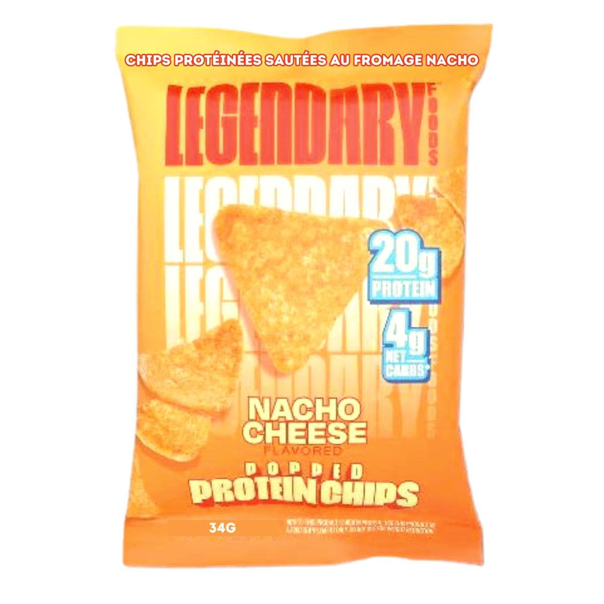 Legendary Foods Popped Protein Chips Nacho Cheese, 34g